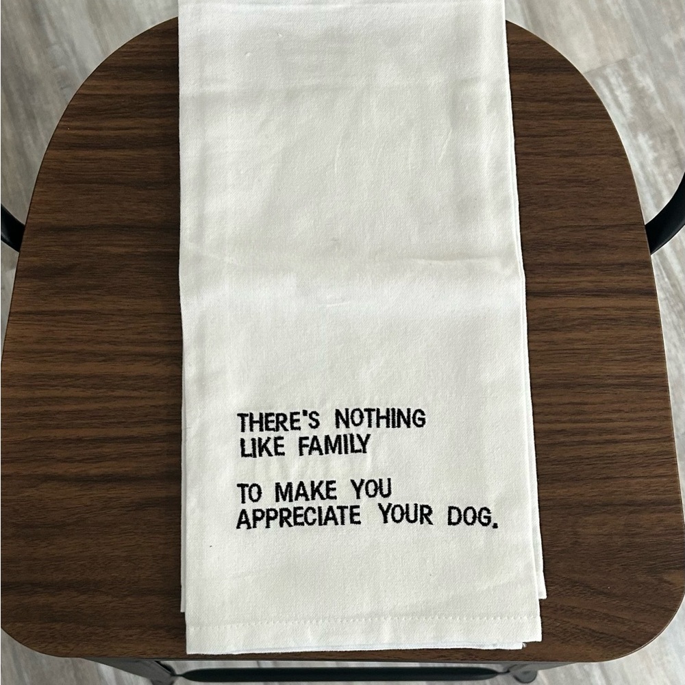 White Kitchen Towel with Black Text Funny Graphics